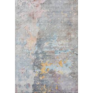 HomeRoots 8' Granite Gray Teal & Blush Abstract Washable Area Rug - UV Protected, Stain Resistant, Durable Design 692182