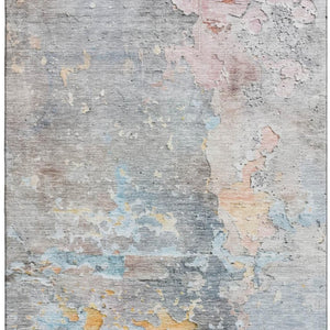 HomeRoots 10' X 14' Abstract Washable Area Rug in Granite Gray, Teal & Blush with UV Protection for Homes 692184