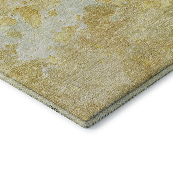 HomeRoots 5' X 8' Gold Beige Ivory Abstract Area Rug - Durable, Stain-Resistant, UV Protection for Homes 692186