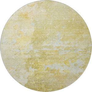 HomeRoots 8' X 8' Stylish Gold Beige Ivory Abstract Round Area Rug - Washable, UV Protected, Durable Design 692187