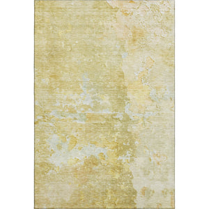 HomeRoots 8' Gold Beige and Ivory Abstract Washable Area Rug - Stain-Resistant, UV Protected for Modern Homes 692188