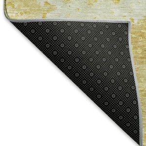 HomeRoots 9' x 12' Gold Beige Ivory Abstract Area Rug - Washable, UV-Protected, Durable for Family Spaces 692189