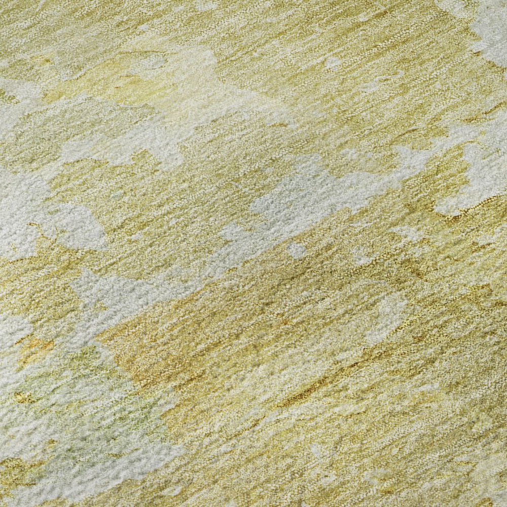 HomeRoots 9' x 12' Gold Beige Ivory Abstract Area Rug - Washable, UV-Protected, Durable for Family Spaces 692189