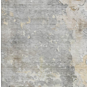 HomeRoots 5' X 8' Abstract Area Rug in Gray Beige Tan - Washable, UV Protected, Stain-Resistant, Non-Slip Design 692192