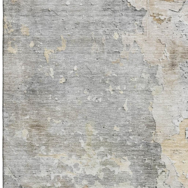 HomeRoots 5' X 8' Abstract Area Rug in Gray Beige Tan - Washable, UV Protected, Stain-Resistant, Non-Slip Design 692192