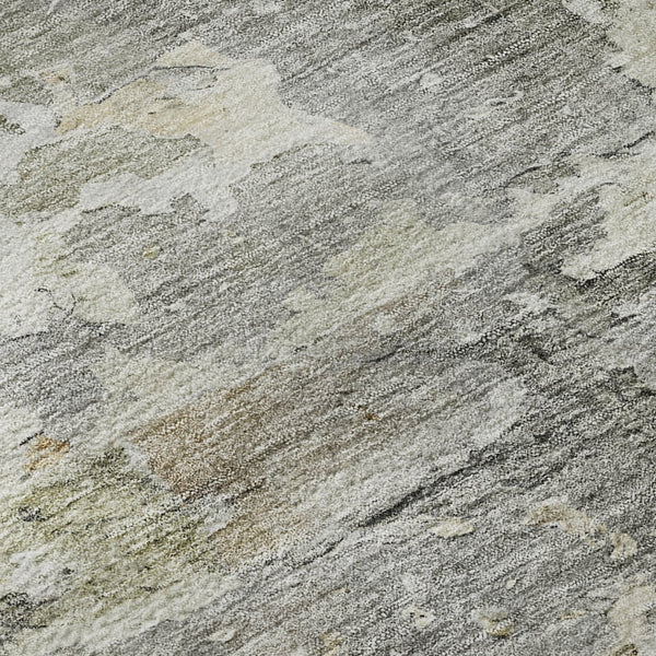 HomeRoots 8' X 8' Abstract Gray Beige Tan Round Rug - Washable, Stain-Resistant, UV Protected for Modern Homes 692193