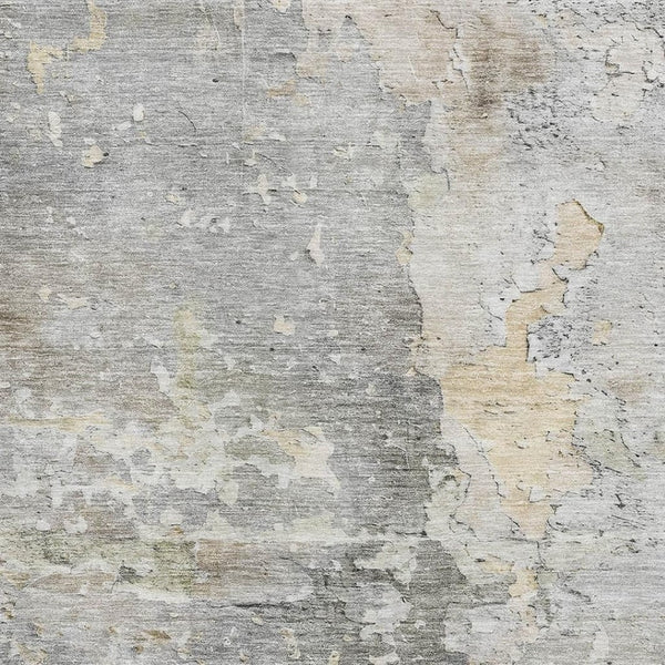 HomeRoots 8' Stylish Gray Beige Tan Abstract Area Rug - Washable, UV Protected, Durable for High-Traffic Spaces 692194