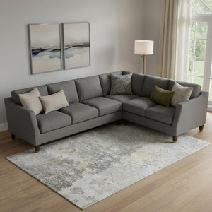 HomeRoots 9' X 12' Stylish Gray Beige Tan Abstract Area Rug – Washable, UV Protected, Durable for High Traffic Areas 692195