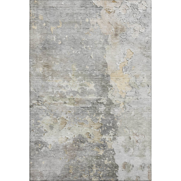 HomeRoots 9' X 12' Stylish Gray Beige Tan Abstract Area Rug – Washable, UV Protected, Durable for High Traffic Areas 692195