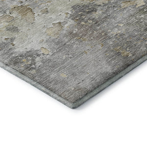 HomeRoots 9' X 12' Stylish Gray Beige Tan Abstract Area Rug – Washable, UV Protected, Durable for High Traffic Areas 692195