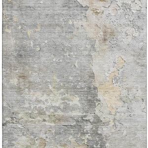 HomeRoots 9' X 12' Stylish Gray Beige Tan Abstract Area Rug – Washable, UV Protected, Durable for High Traffic Areas 692195