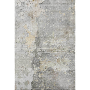 HomeRoots 9' X 12' Stylish Gray Beige Tan Abstract Area Rug – Washable, UV Protected, Durable for High Traffic Areas 692195