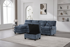 English Elm United U-Shape Sectional Sofa 106" - Modern Chenille Couch With Usb Ports, Storage Ottoman & Pillows W1568S00233-GIGA