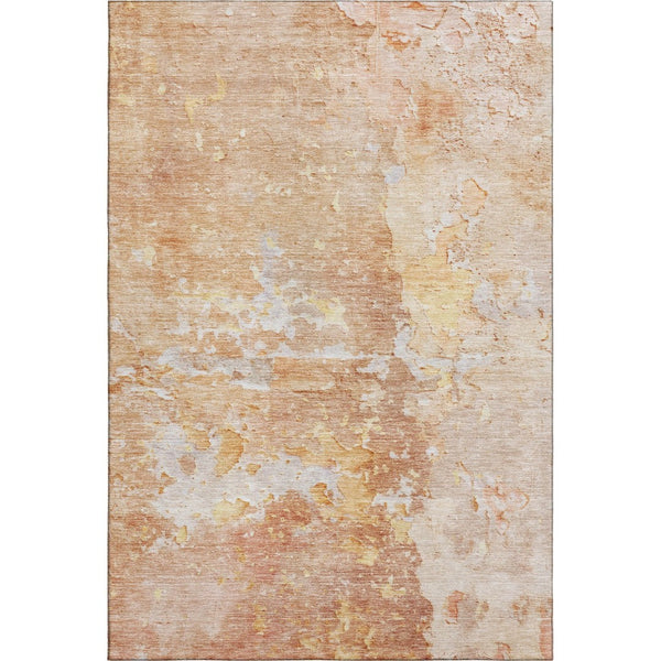 HomeRoots 5' X 8' Salmon Ivory Gold Abstract Washable Area Rug - Durable, Stain Resistant, UV Protected Beauty 692204