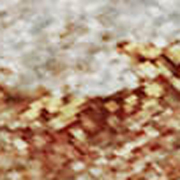 HomeRoots 8' Salmon Abstract Area Rug with Gold & Ivory - Washable, UV-Protected, Stain-Resistant Design 692206