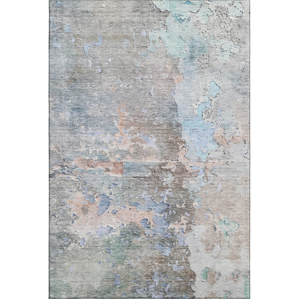 HomeRoots 5' X 8' Abstract Taupe, Blue & Gray Washable Area Rug – Stain-Resistant, UV Protected & Non-Slip! 692210