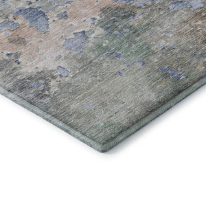 HomeRoots 5' X 8' Abstract Taupe, Blue & Gray Washable Area Rug – Stain-Resistant, UV Protected & Non-Slip! 692210