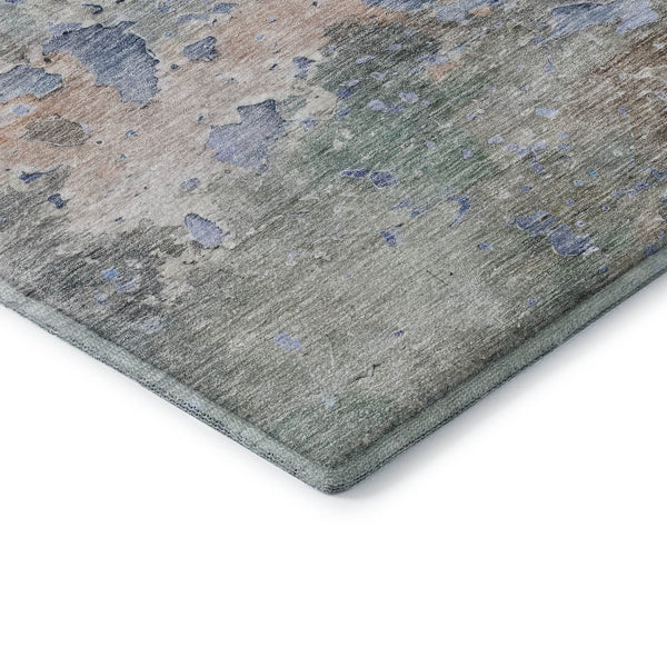 HomeRoots 5' X 8' Abstract Taupe, Blue & Gray Washable Area Rug – Stain-Resistant, UV Protected & Non-Slip! 692210