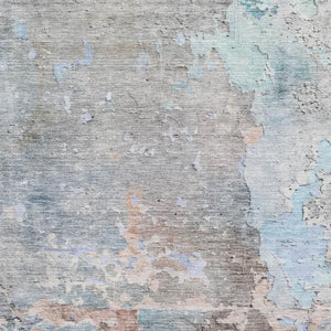 HomeRoots 9' X 12' Abstract Washable Area Rug in Taupe, Blue & Gray - UV Protection & Easy Care for Homes 692213