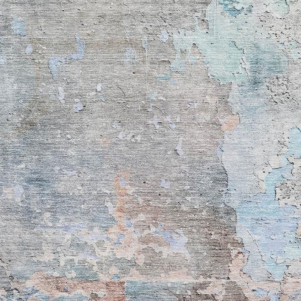 HomeRoots 9' X 12' Abstract Washable Area Rug in Taupe, Blue & Gray - UV Protection & Easy Care for Homes 692213