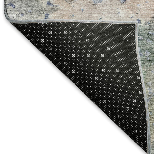 HomeRoots 10' X 14' Taupe Blue and Gray Abstract Washable Area Rug with UV Protection for Family Spaces 692214