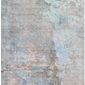 HomeRoots 10' X 14' Taupe Blue and Gray Abstract Washable Area Rug with UV Protection for Family Spaces 692214