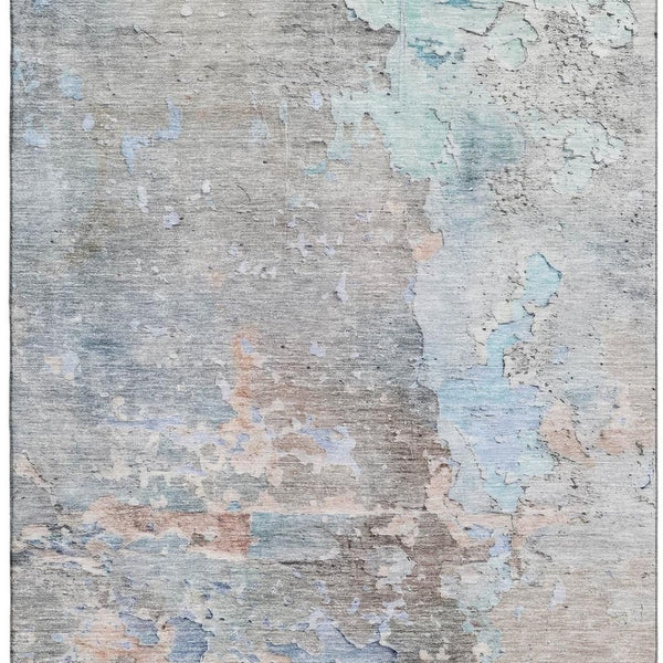 HomeRoots 10' X 14' Taupe Blue and Gray Abstract Washable Area Rug with UV Protection for Family Spaces 692214