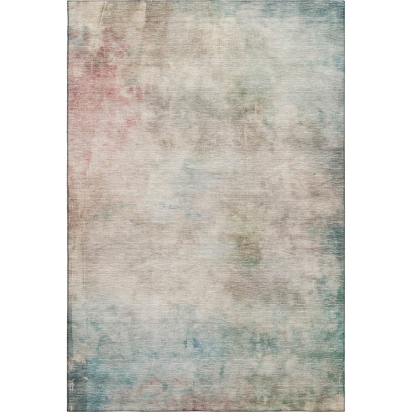 HomeRoots 5' X 8' Abstract Area Rug in Taupe, Blush & Teal - Washable, UV-Protected & Non-Slip for All Rooms! 692216