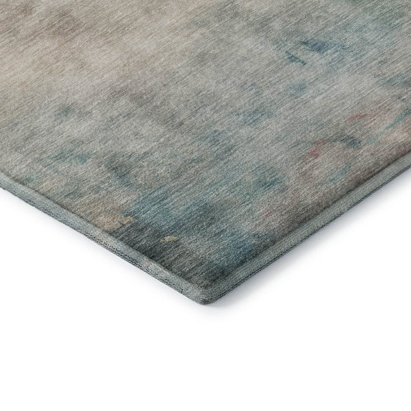 HomeRoots 8' X 8' Stylish Taupe, Blush & Teal Abstract Washable Round Rug with UV Protection for Home Decor 692217