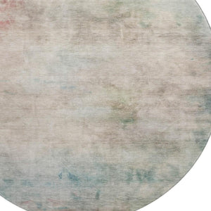 HomeRoots 8' X 8' Stylish Taupe, Blush & Teal Abstract Washable Round Rug with UV Protection for Home Decor 692217