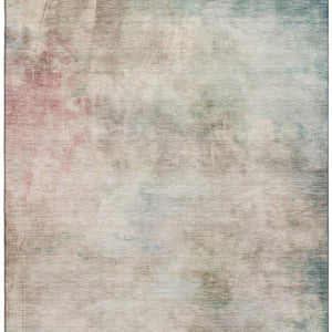HomeRoots 8' Stylish Taupe Blush Teal Abstract Washable Area Rug - UV Resistant, Non-Slip, Easy Care Design! 692218