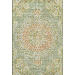 HomeRoots 9' Artichoke Green Floral Area Rug - Washable, UV Protected, Stain Resistant & Durable for Homes 692225