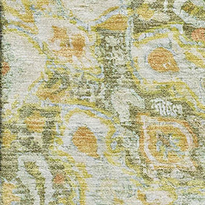 HomeRoots 9' Artichoke Green Floral Area Rug - Washable, UV Protected, Stain Resistant & Durable for Homes 692225
