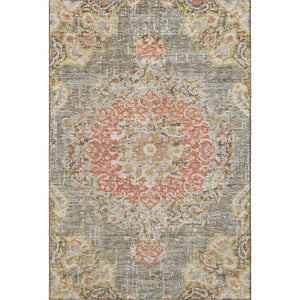 HomeRoots 5' X 8' Brown Copper Gold Floral Area Rug - Washable, UV Protected, Durable for High Traffic Areas 692228