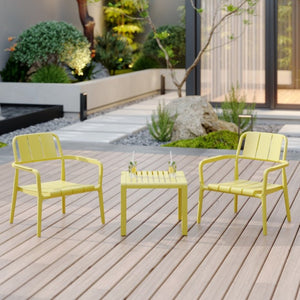 English Elm 2-Piece Yellow Polypropylene Seating Set With Coffee Table – Stylish Indoor/Outdoor Furniture Solution! W3450P323332
