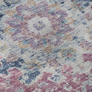 HomeRoots 8' X 8' Floral Washable Round Rug in Blue, Blush, Ivory – Durable, Stylish, UV-Protected Design 692235