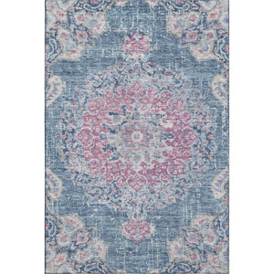 HomeRoots 9' X 12' Elegant Floral Area Rug in Blue, Blush & Ivory – Washable, UV Protected, Stain Resistant! 692237