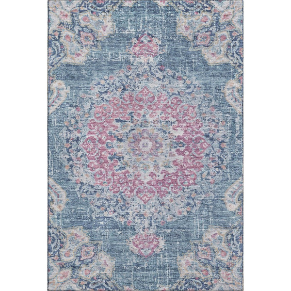 HomeRoots 9' X 12' Elegant Floral Area Rug in Blue, Blush & Ivory – Washable, UV Protected, Stain Resistant! 692237
