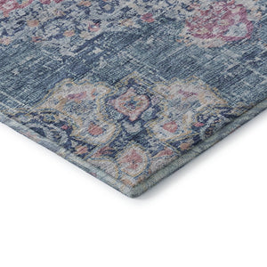 HomeRoots 9' X 12' Elegant Floral Area Rug in Blue, Blush & Ivory – Washable, UV Protected, Stain Resistant! 692237