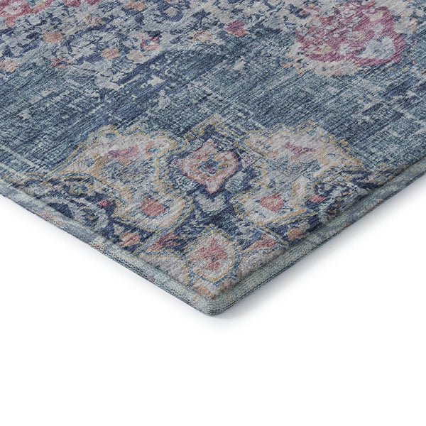 HomeRoots 9' X 12' Elegant Floral Area Rug in Blue, Blush & Ivory – Washable, UV Protected, Stain Resistant! 692237