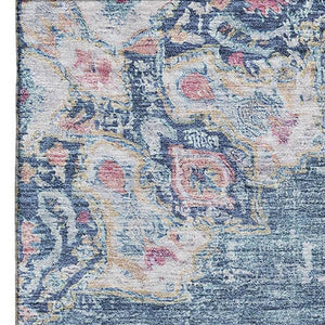 HomeRoots 9' X 12' Elegant Floral Area Rug in Blue, Blush & Ivory – Washable, UV Protected, Stain Resistant! 692237