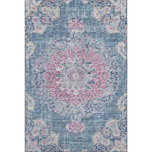 HomeRoots 9' X 12' Elegant Floral Area Rug in Blue, Blush & Ivory – Washable, UV Protected, Stain Resistant! 692237