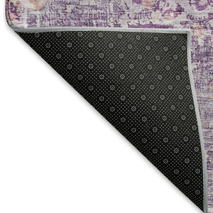 HomeRoots 5' X 8' Floral Washable Area Rug in Purple, Beige & Ivory - UV Protected, Non-Slip, Durable Design! 692240