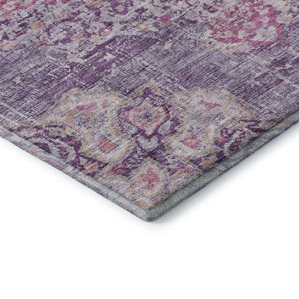 HomeRoots 5' X 8' Floral Washable Area Rug in Purple, Beige & Ivory - UV Protected, Non-Slip, Durable Design! 692240