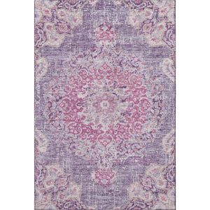 HomeRoots 5' X 8' Floral Washable Area Rug in Purple, Beige & Ivory - UV Protected, Non-Slip, Durable Design! 692240