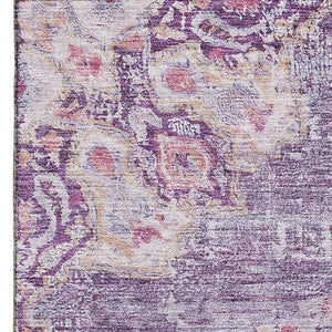 HomeRoots 8' Elegant Floral Area Rug in Purple, Beige & Ivory - Washable, Durable, UV Protected & Stylish 692242
