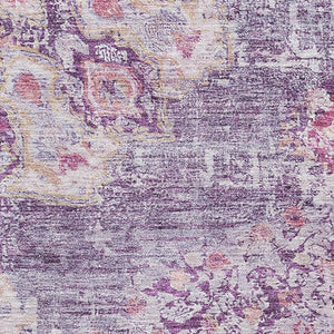 HomeRoots 10' X 14' Floral Washable Area Rug in Purple Beige Ivory – UV Protected, Durable, Perfect for Homes 692244