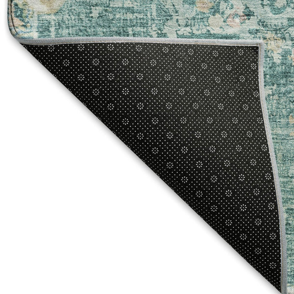 HomeRoots 10' X 14' Elegant Floral Area Rug in Teal, Blush & Ivory - Washable, UV Protected, Durable Design 692250