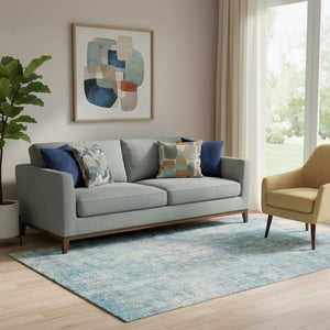 HomeRoots 5' X 8' Blue and Gold Abstract Area Rug - Washable, UV Protected, Durable & Stylish for Any Room 692252