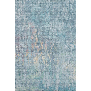 HomeRoots 5' X 8' Blue and Gold Abstract Area Rug - Washable, UV Protected, Durable & Stylish for Any Room 692252
